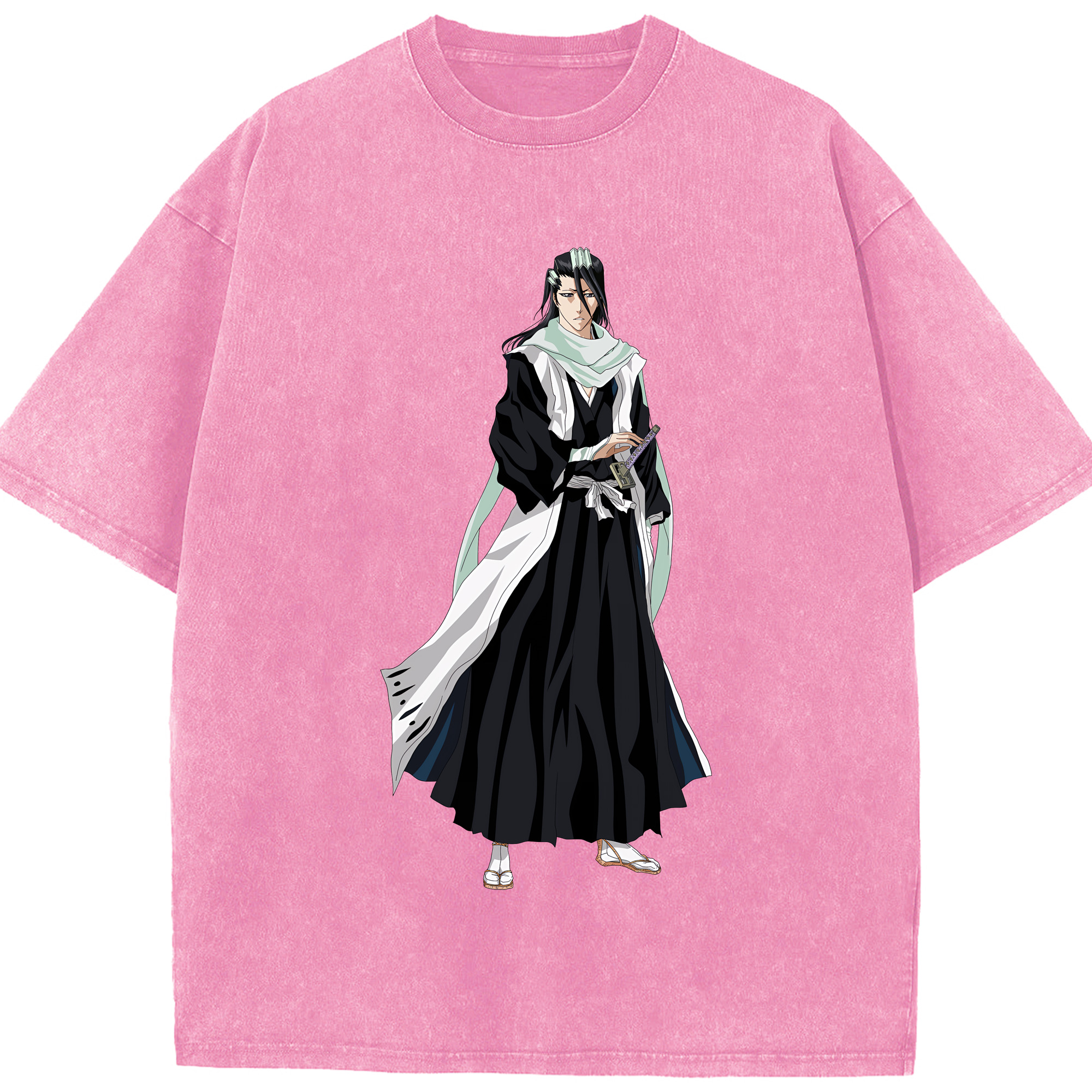 （画像用） ブリーチ くちき びゃくや BLEACH Kuchiki Byakuya 綿100% ヴィンテージ風 半袖Tシャツ（フロントプリント）